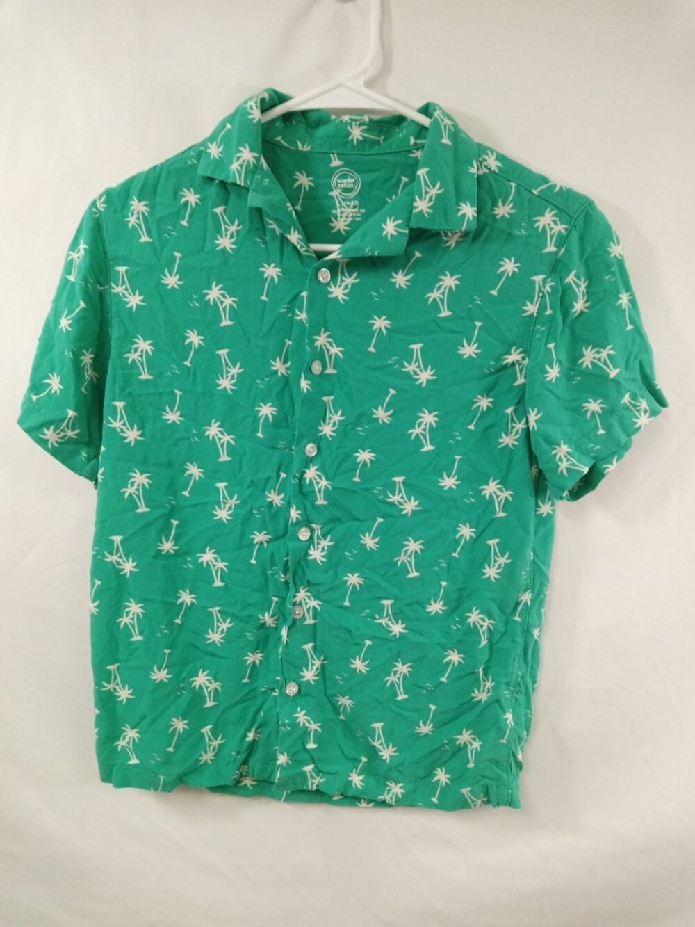Wonder Nations Boy's Teal/White Button Down Shirt Size Large (10/12)